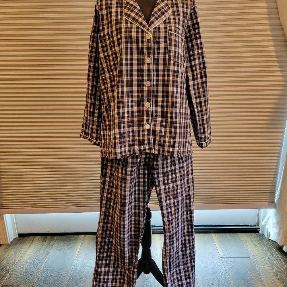 The Company Store Pima Cotton Plaid Button-Up Pajama Set